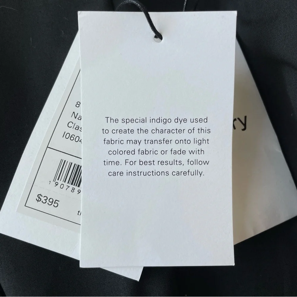 Theory Double Breasted Stretch Denim Navy Blazer NWT - Picture 16 of 16